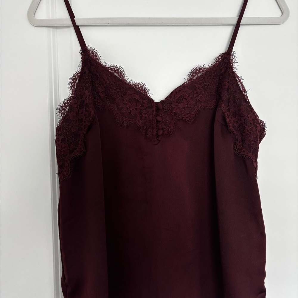Abercrombie & Fitch Burgundy Lace Trim Cami